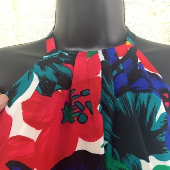 Armani Exchange Floral Print Halter Mini Belted Dress Size 4 - Picture 5 of 16